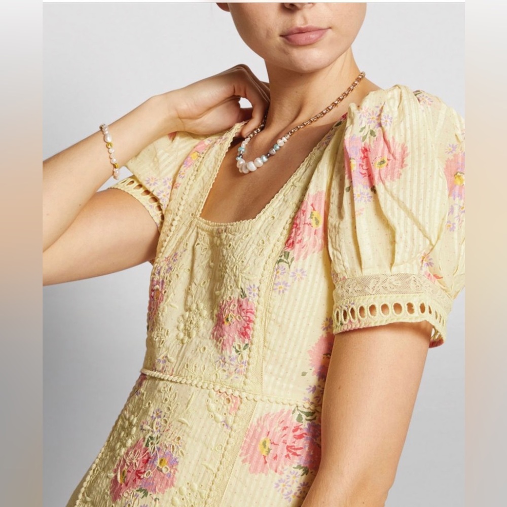 LoveShackFancy Reggie Yellow Floral Dress - Picture 5 of 11